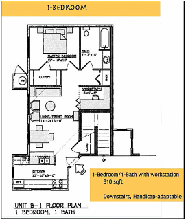 Yulupa Cohousing: 1 bedroom floorplan