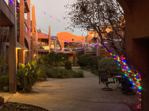 YCH central courtyard with colorful lights