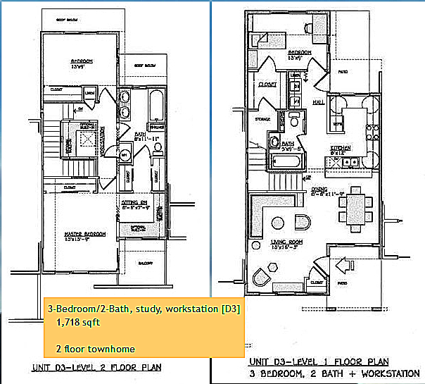 Yulupa Cohousing: Picture of townhome 3 bedroom floorplan