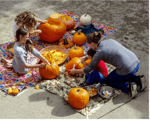 carving pumpkins with kids